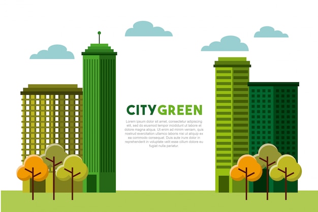 Vector city green ecology cityscape