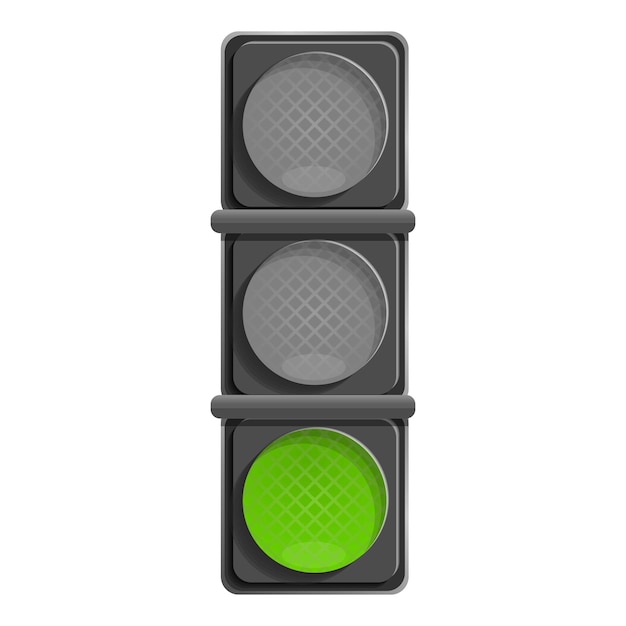 City green traffic light icon Cartoon of city green traffic light vector icon for web design isolated on white background