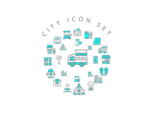 Vector city icon set design