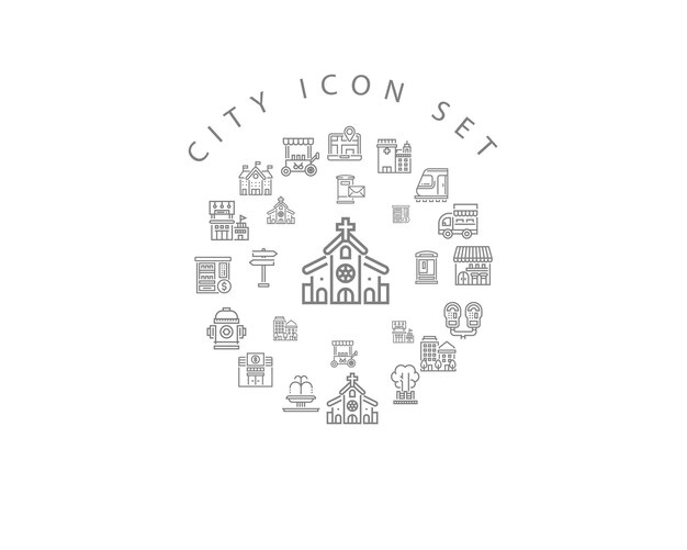 City icon set design