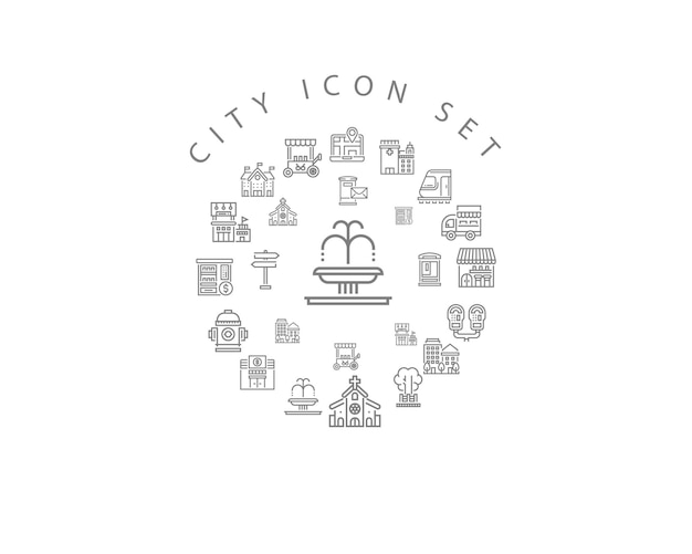 City icon set design