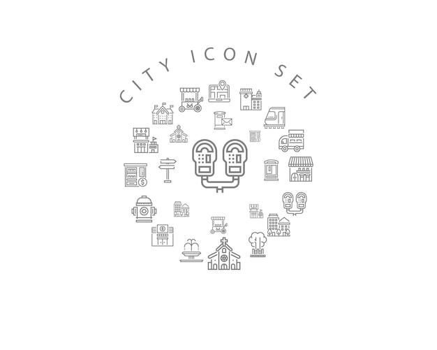 City icon set design