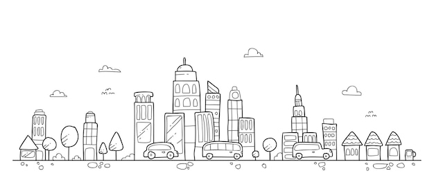 Vector city landsacpe hand drawing