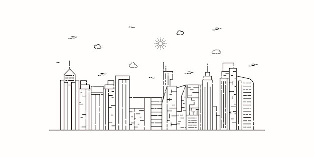 City landscape line art illustration