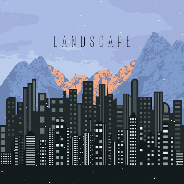 City landscape next to the mountains Vector