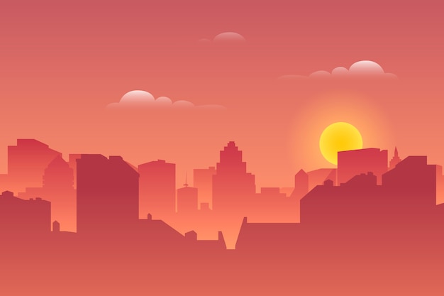 City landscape at sunset