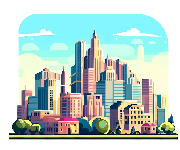 City landscape with skyscrapers vector