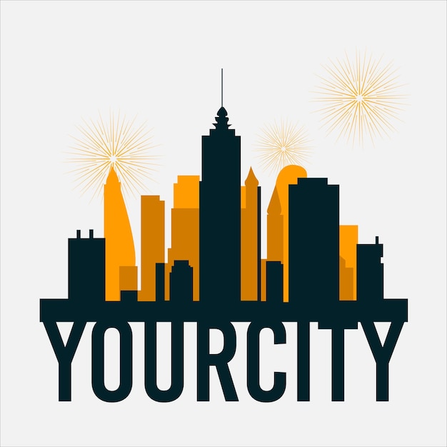 Vector city lights new year logo collection