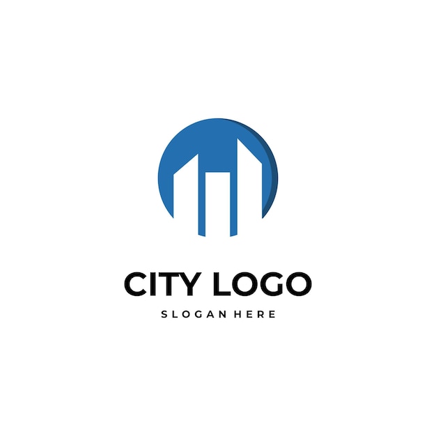 孤立した背景の都市のロゴデザイン建設ロゴアイコンテンプレート円の町のロゴ