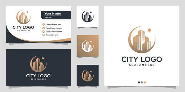 City Logo With Modern Circle Concept And Business Card