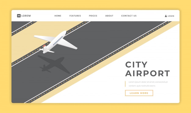 Vector city luchthaven bestemmingspagina vector sjabloon