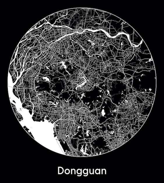 都市地図アジア中国東莞のベクトル図