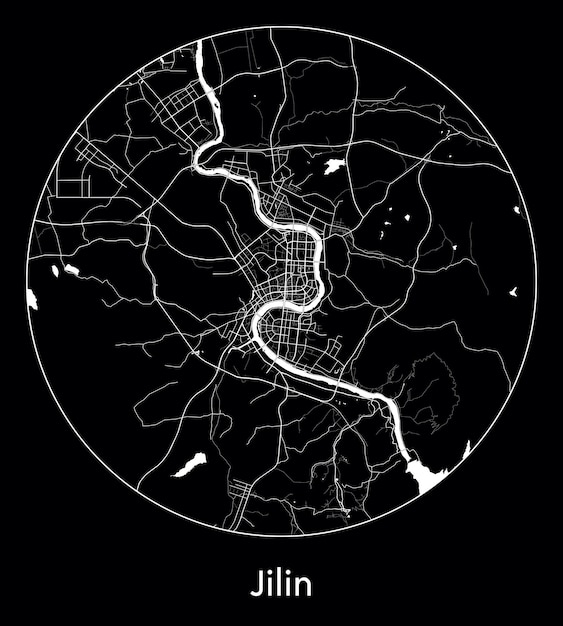 都市地図アジア中国吉林ベクトル イラスト