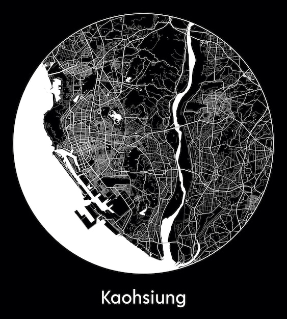 Mappa della città asia cina kaohsiung illustrazione vettoriale