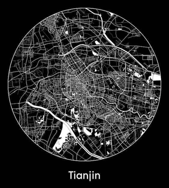 Векторная иллюстрация карты города Азии Китай Тяньцзинь