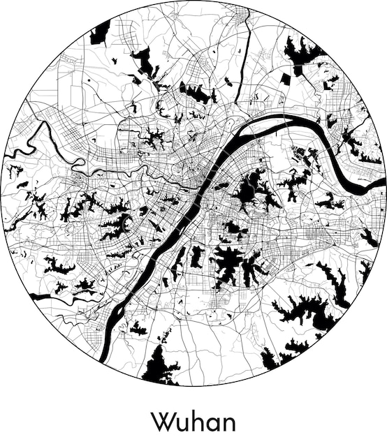 City Map Asia China Wuhan vector illustration