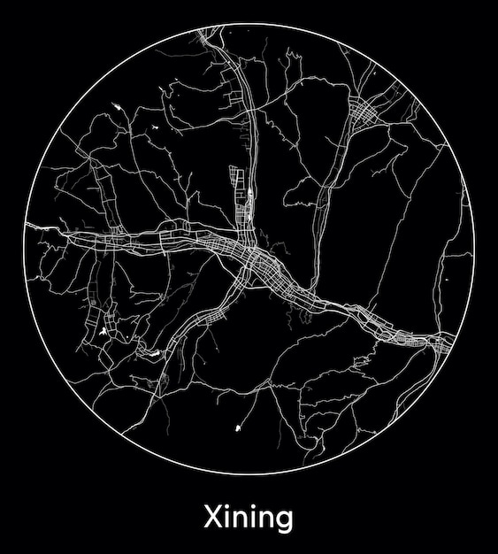 도시 지도 아시아 중국 시닝 벡터 일러스트