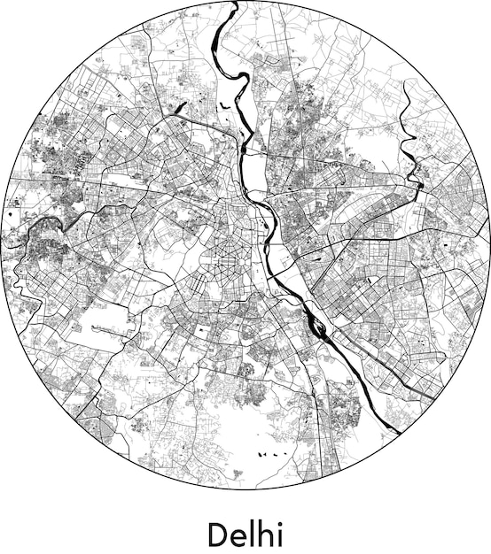 都市地図アジア インド デリー ベクトル図