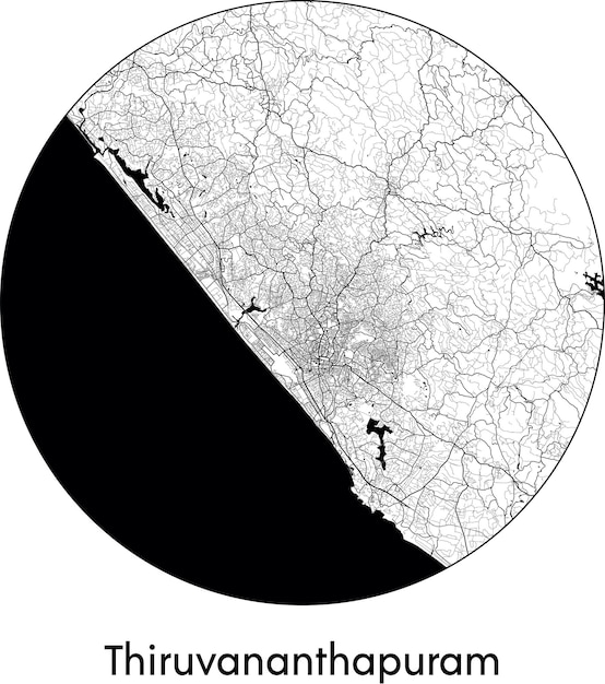 도시 지도 아시아 인도 Thiruvananthapuram 벡터 그림