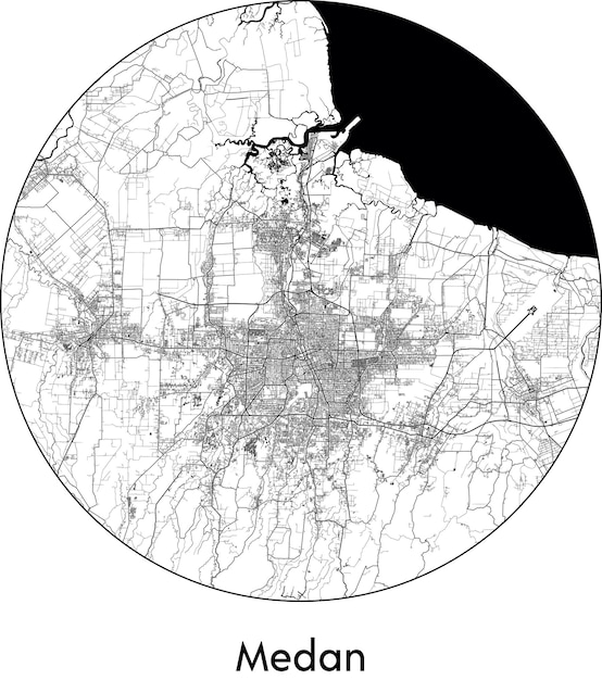 도시 지도 아시아 인도네시아 메단 벡터 그림