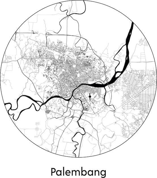 Mappa della città asia indonesia palembang illustrazione vettoriale