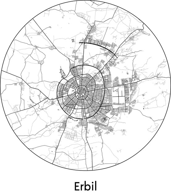 Vector city map asia iraq erbil vector illustration