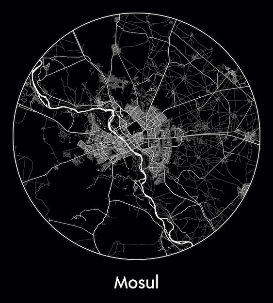 City Map Asia Iraq Mosul vector illustration