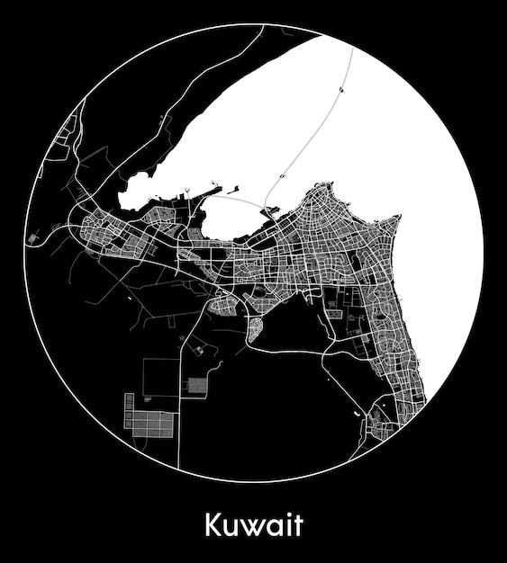 都市マップ アジア クウェート クウェート ベクトル図