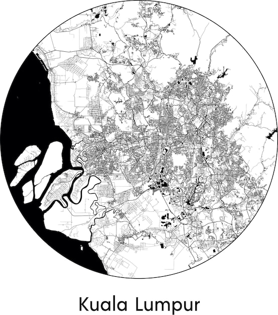 都市地図アジア マレーシア クアラルンプール ベクトル図