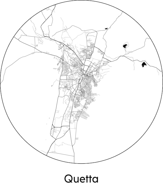 都市地図アジア パキスタン クエッタ ベクトル図