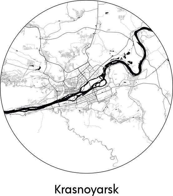 Vector city map asia russia krasnoyarsk vector illustration