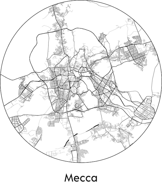 都市地図アジア サウジアラビア メッカ ベクトル図