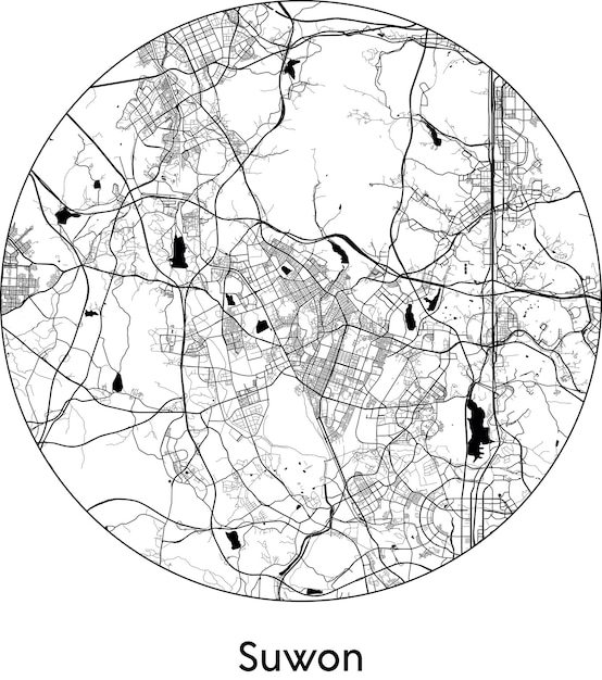 City Map Asia South Korea Suwon vector illustration