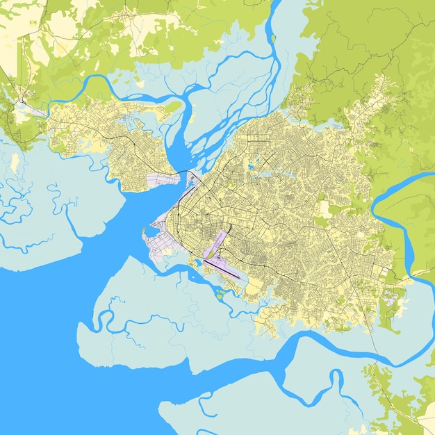 Mappa della città di douala, camerun