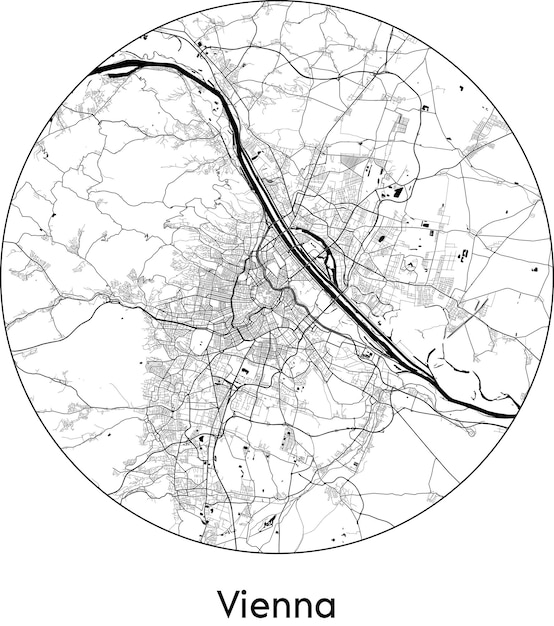 Vettore mappa della città europa austria vienna illustrazione vettoriale