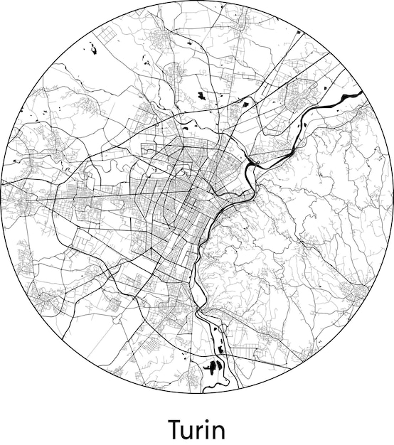 Mappa della città europa italia torino illustrazione vettoriale