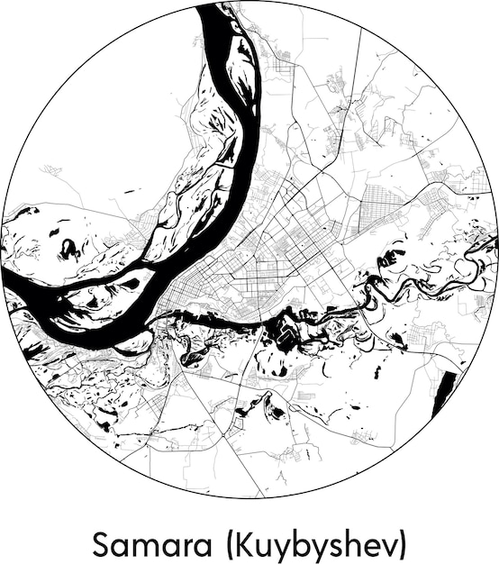 Vector city map europe russia samara kuybyshev vector illustration