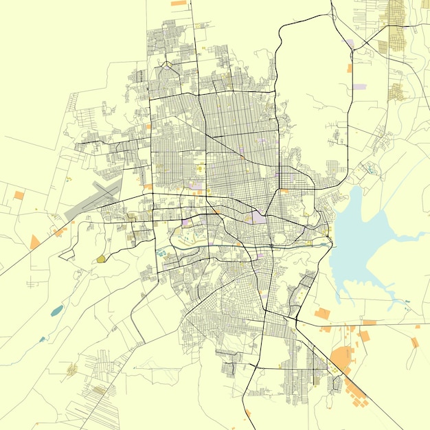 Vettore mappa della città di hermosillo sonora, messico