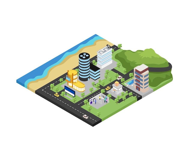 Vector city map illustration in isometric style