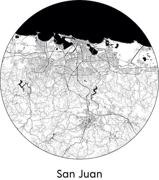 도시 지도 북미 푸에르토리코 산후안 벡터 그림