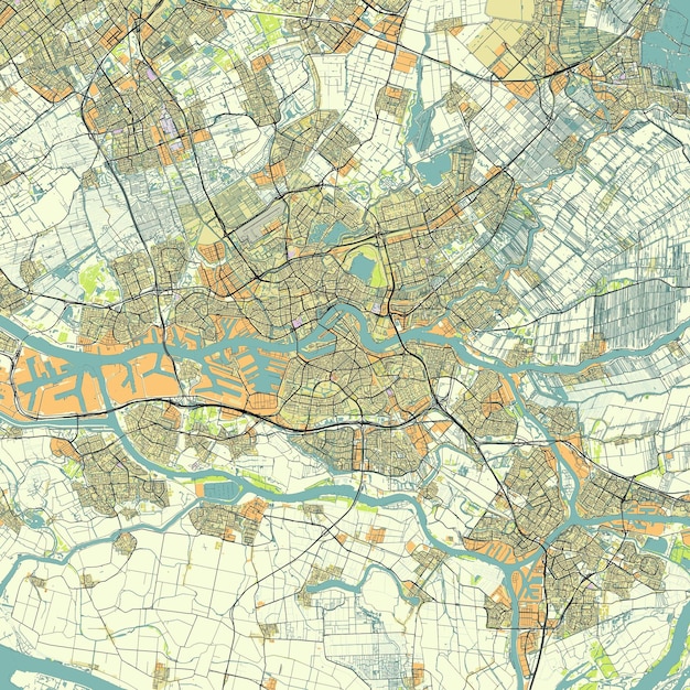 City map of Rotterdam Netherlands