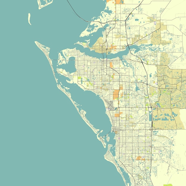 Vettore mappa della città di sarasota florida usa