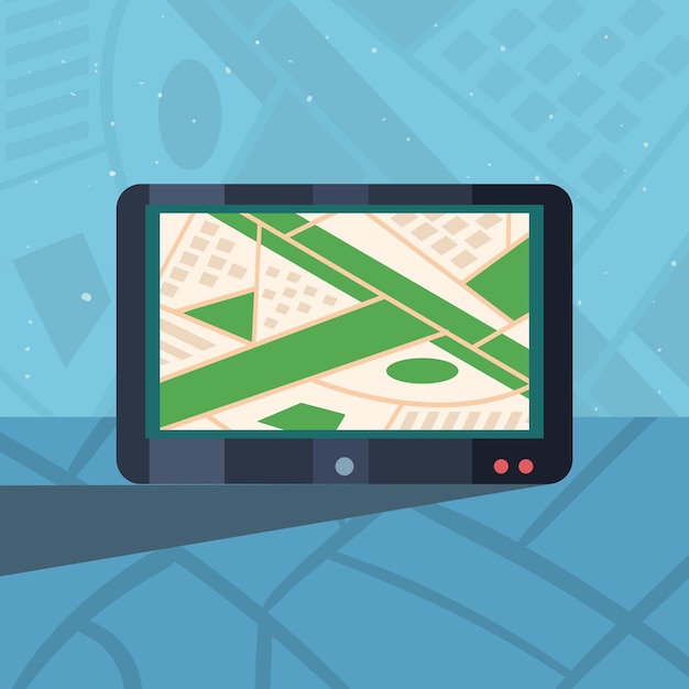 Vector city map in tablet