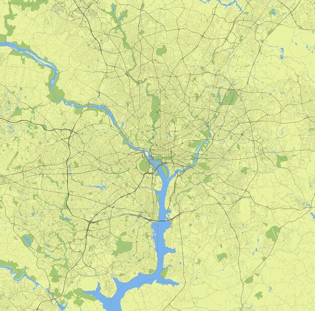 Vector city map of washington dc united states