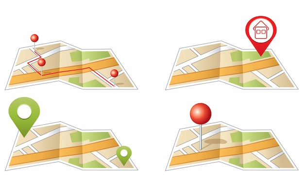 Vector city map with gps icons.