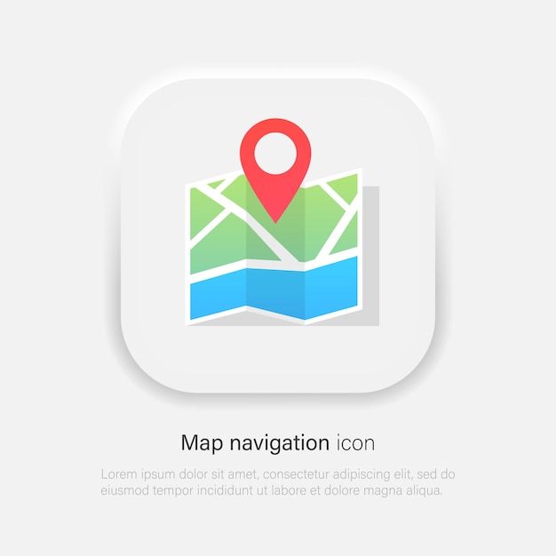 City map with navigation Finding the way concept Map with pin location in trendy neumorphism style