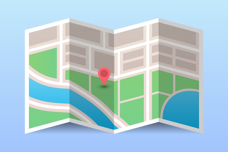 Vector city map with navigation pin