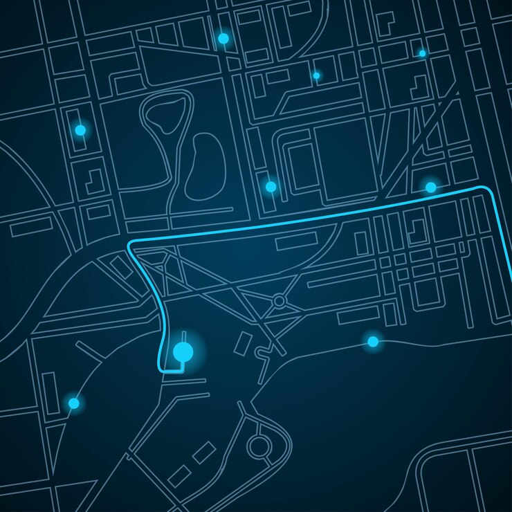 Vector city map with street roads and location navigation interface vector
