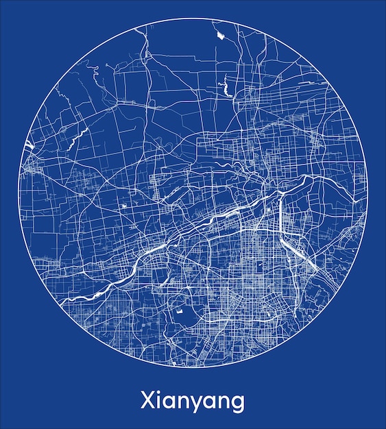 City Map Xianyang China Asia blue print round Circle vector illustration