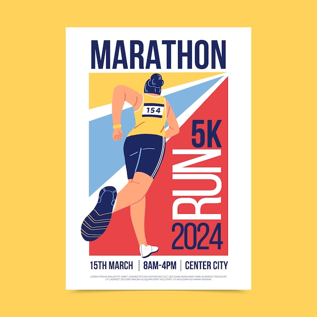 Poster della maratona cittadina in design piatto